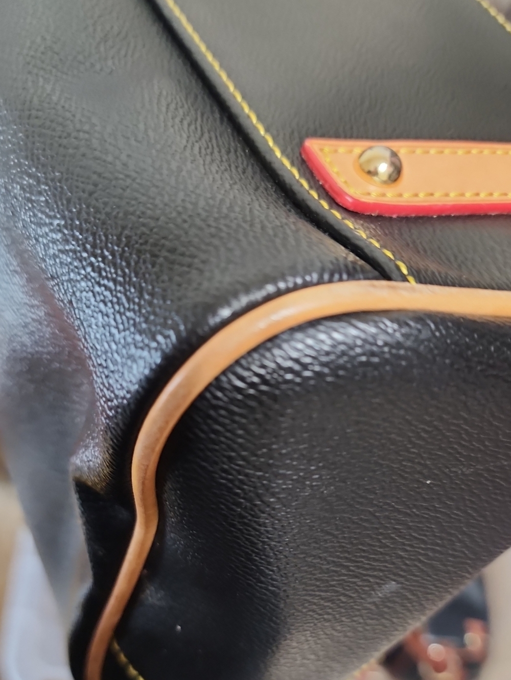 Dooney & Bourke Black Pebbled Leather Olivia Satchel Tan Handles - Picture 11 of 11